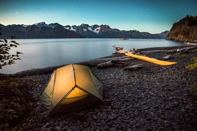 Overnight Camping and Kayaking in Resurrection Bay. Seward. AK