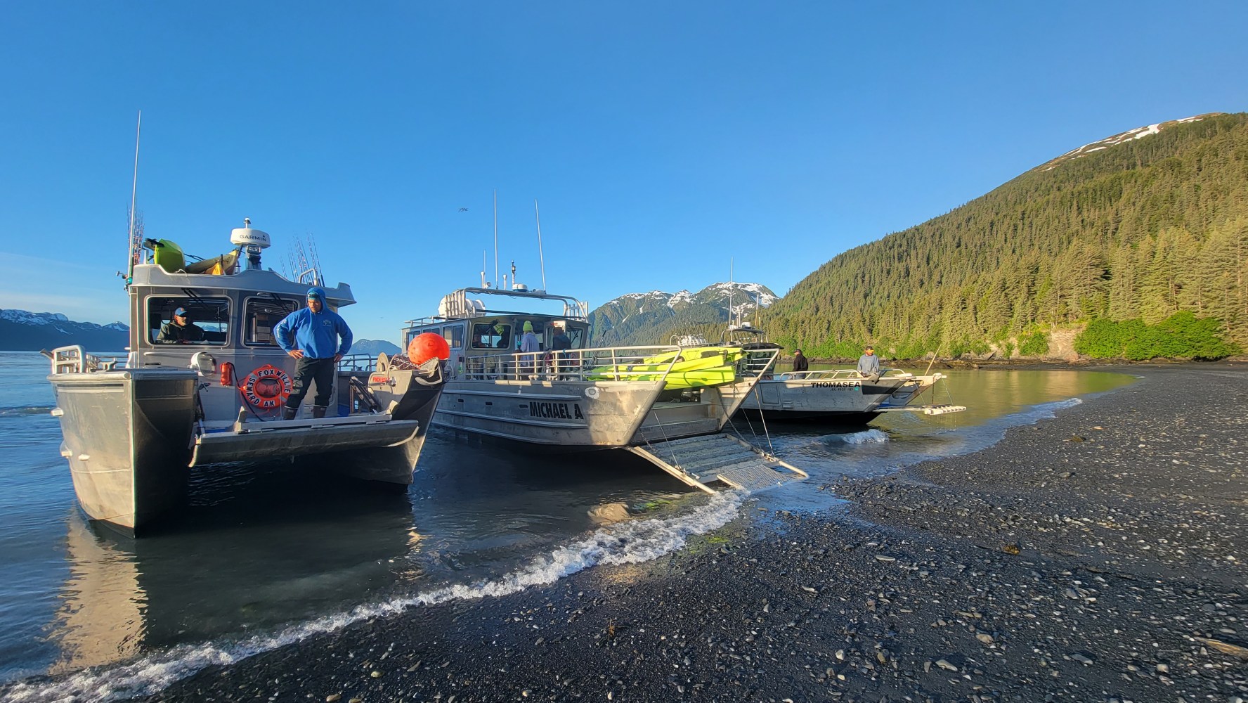 Three of our custom built landing craft ready for departure